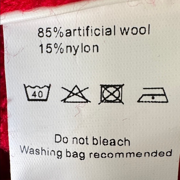 Red Sweater Faux Pearl Studded Lantern Sleeves Cozy Knit Pullover NWT Large - Picture 15 of 15